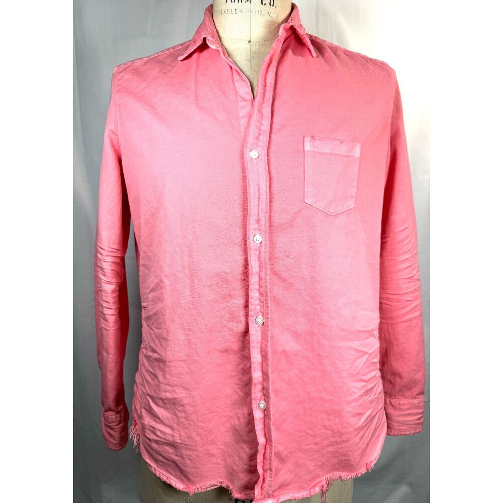 NWT Frank & Eileen Tattered PINK CORAL Italian Cotton Button Down Shirt SZ M